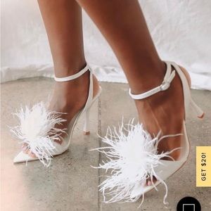Lulus feather white heels